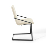 Delphine Upholstered Fabric Dining Armchair Set of 2 in Black Beige