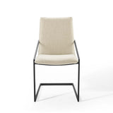 Delphine Upholstered Fabric Dining Armchair Set of 2 in Black Beige