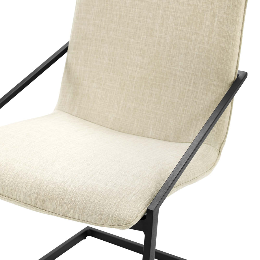 Delphine Upholstered Fabric Dining Armchair Set of 2 in Black Beige