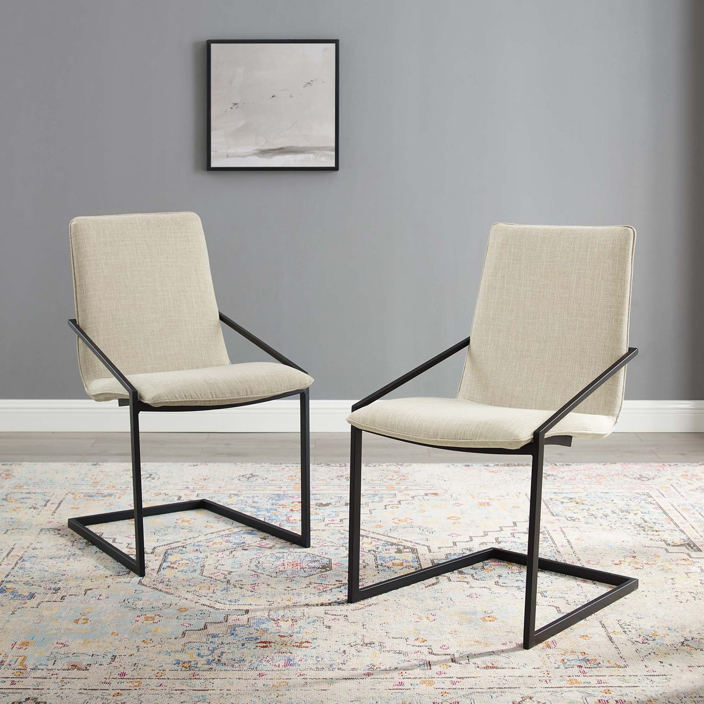 Pitch Upholstered Fabric Dining Armchair Set of 2 by Furniture for America