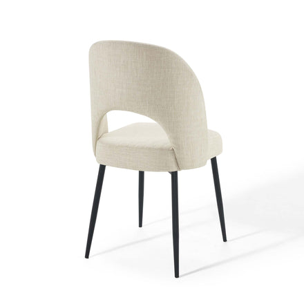Rouse Upholstered Fabric Dining Side Chair Set of 2 in Black Beige