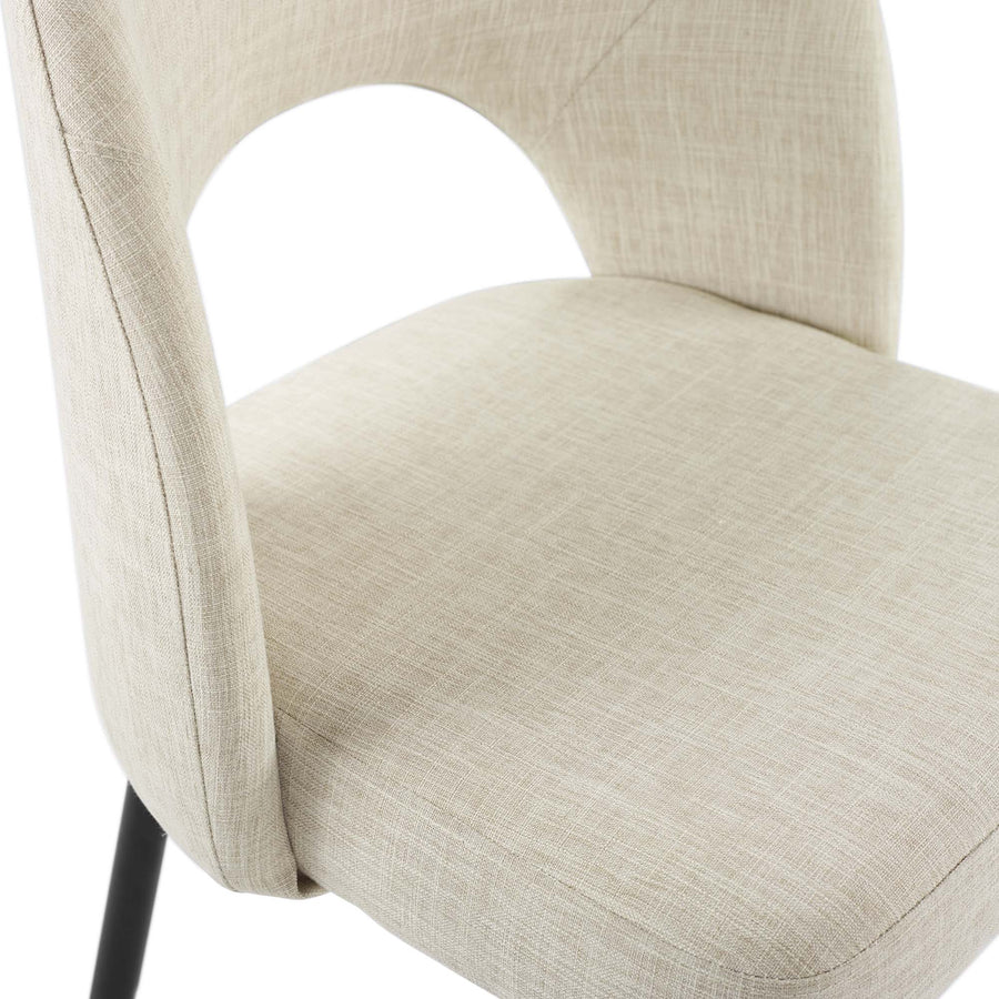 Plaid Upholstered Fabric Dining Side Chair Set of 2 in Black Beige