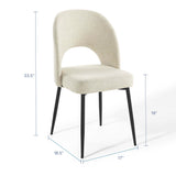 Plaid Upholstered Fabric Dining Side Chair Set of 2 in Black Beige