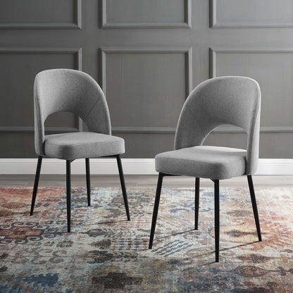 Rouse Upholstered Fabric Dining Side Chair Set of 2 by Furniture for America