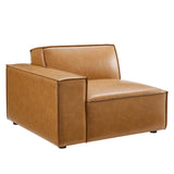 Atlas Left-Arm Vegan Leather Sectional Sofa Chair in Tan