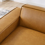 Atlas Left-Arm Vegan Leather Sectional Sofa Chair in Tan