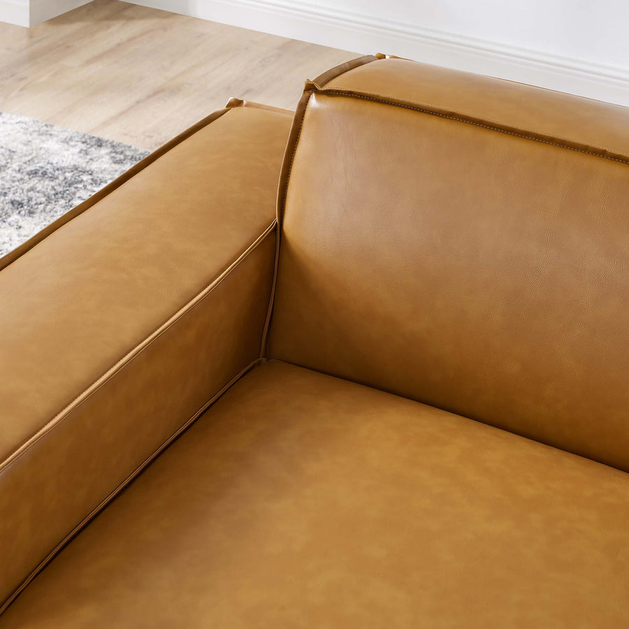 Atlas Left-Arm Vegan Leather Sectional Sofa Chair in Tan