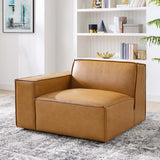 Atlas Left-Arm Vegan Leather Sectional Sofa Chair in Tan