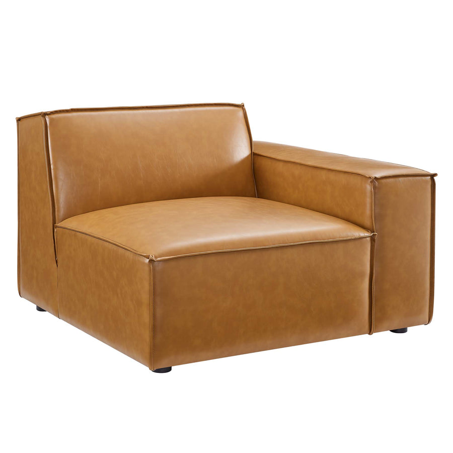 Atlas Right-Arm Vegan Leather Sectional Sofa Chair in Tan