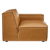 Atlas Right-Arm Vegan Leather Sectional Sofa Chair in Tan