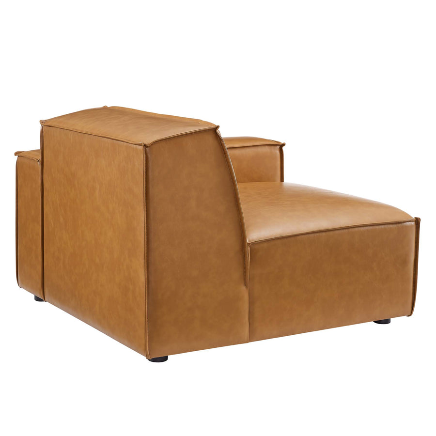 Atlas Right-Arm Vegan Leather Sectional Sofa Chair in Tan