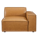 Atlas Right-Arm Vegan Leather Sectional Sofa Chair in Tan