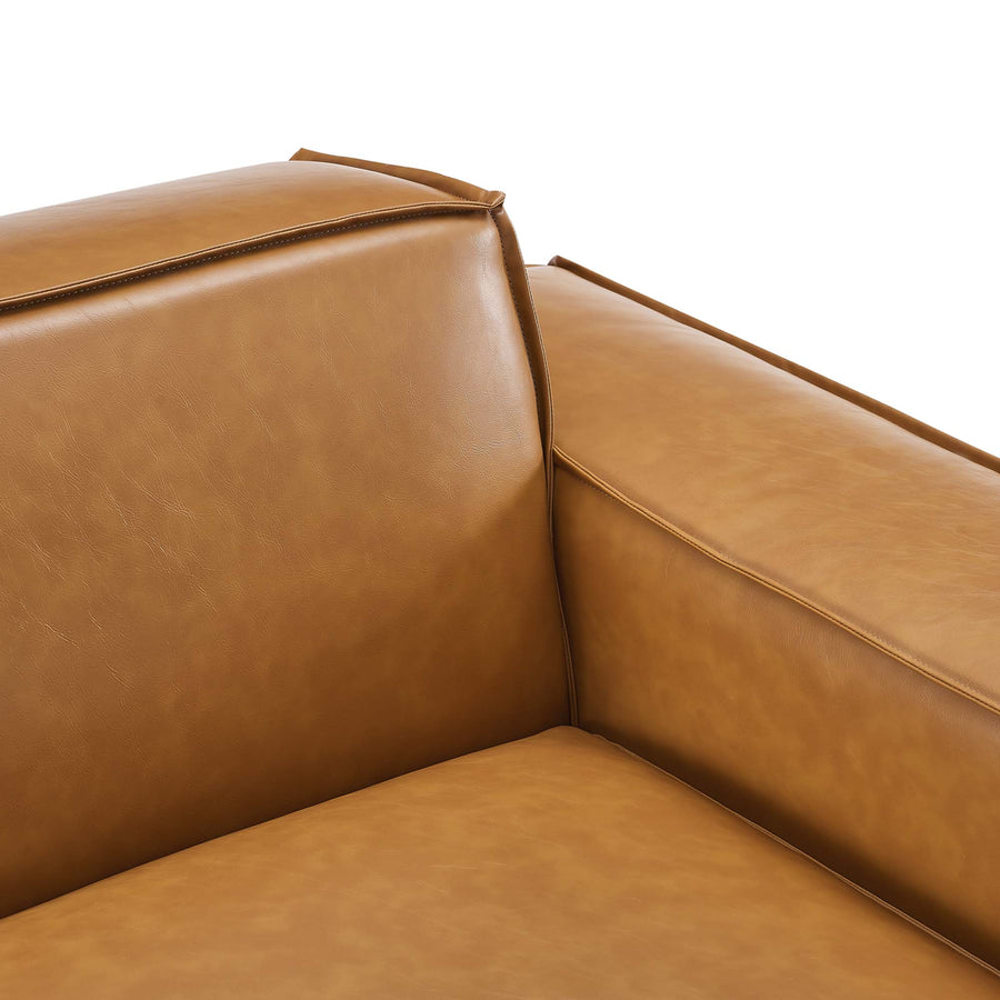 Atlas Right-Arm Vegan Leather Sectional Sofa Chair in Tan
