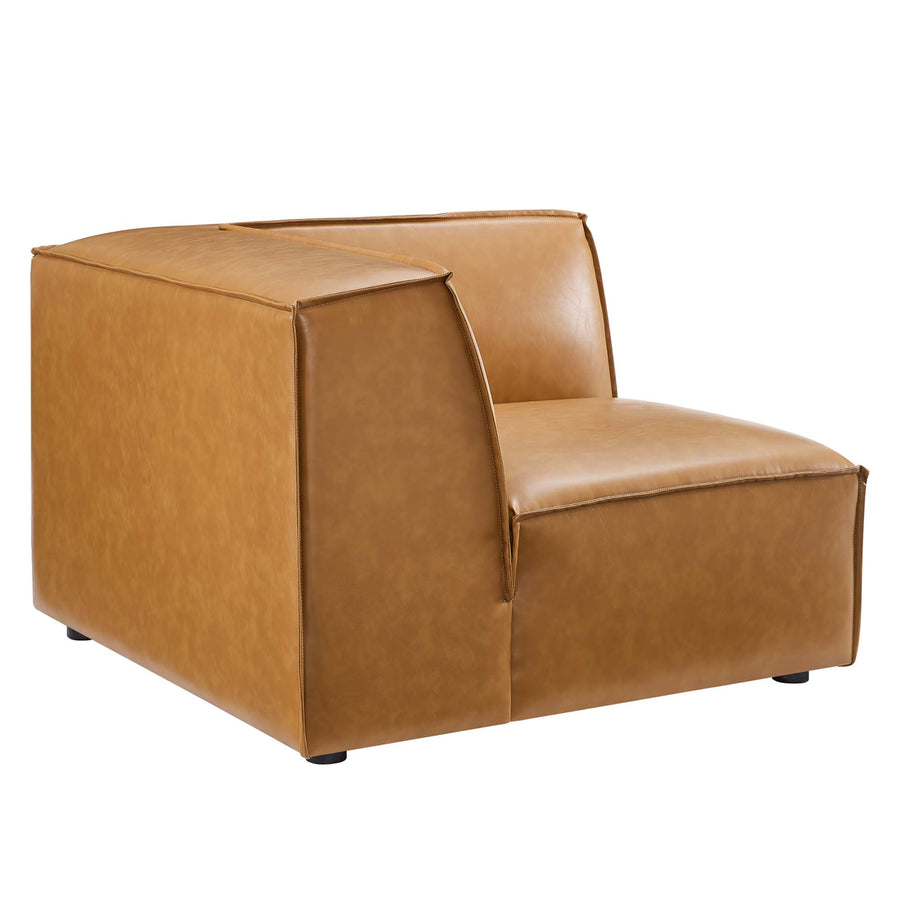 Atlas Vegan Leather Sectional Sofa Corner Chair in Tan