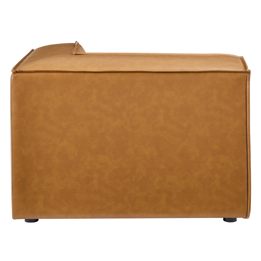 Atlas Vegan Leather Sectional Sofa Corner Chair in Tan