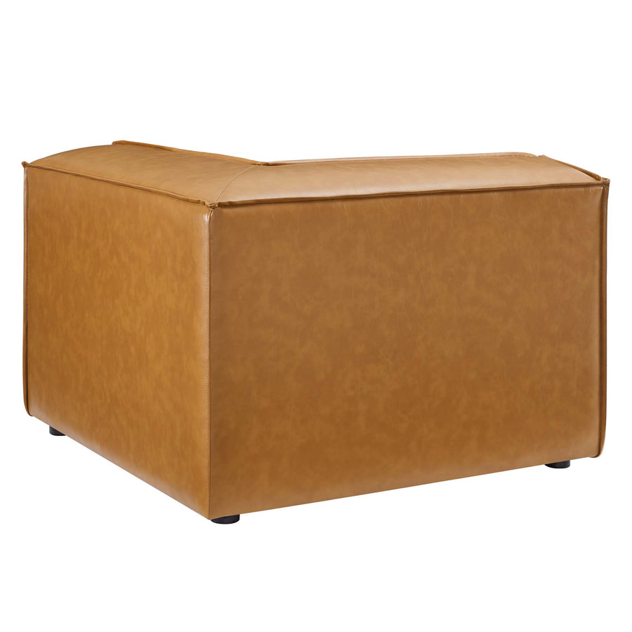 Atlas Vegan Leather Sectional Sofa Corner Chair in Tan