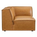 Atlas Vegan Leather Sectional Sofa Corner Chair in Tan