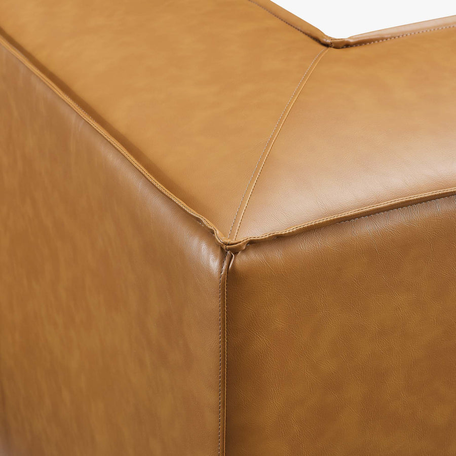 Atlas Vegan Leather Sectional Sofa Corner Chair in Tan
