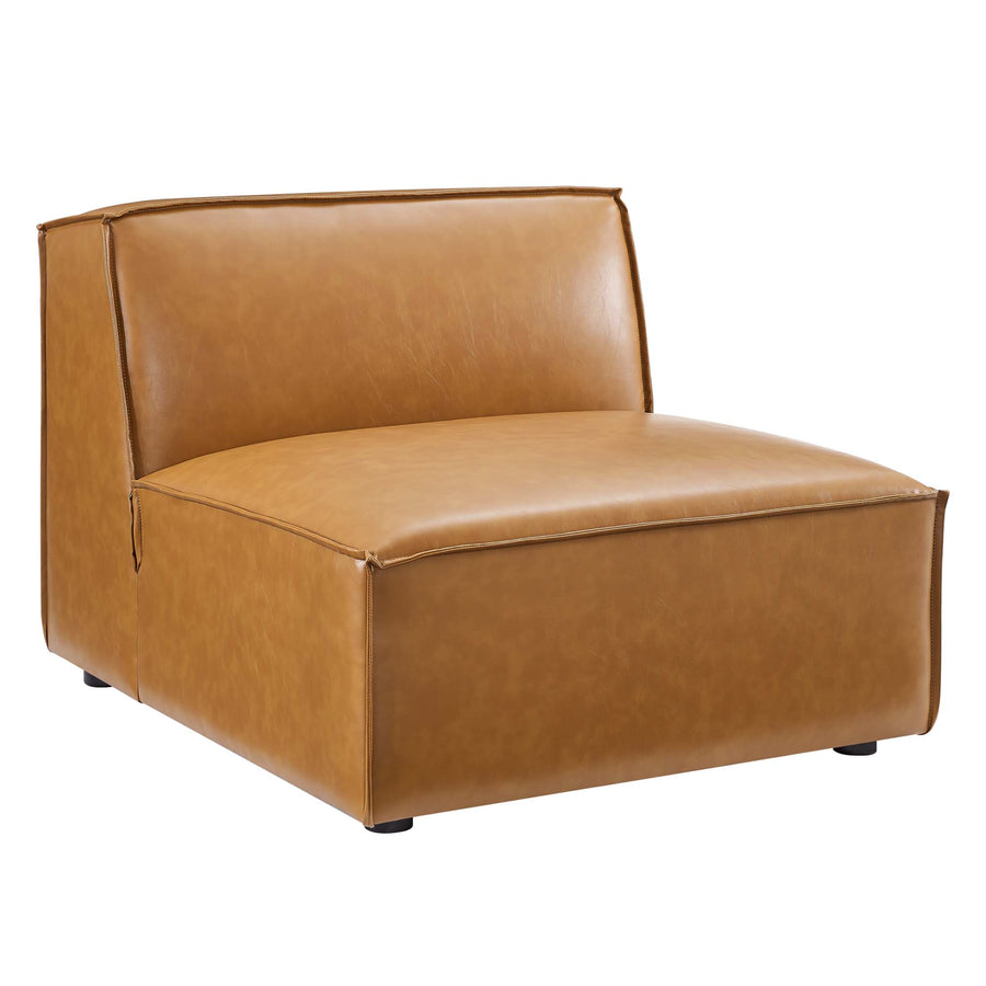 Atlas Vegan Leather Sectional Sofa Armless Chair in Tan