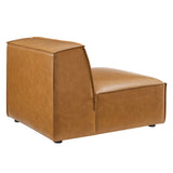 Atlas Vegan Leather Sectional Sofa Armless Chair in Tan
