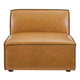 Atlas Vegan Leather Sectional Sofa Armless Chair in Tan