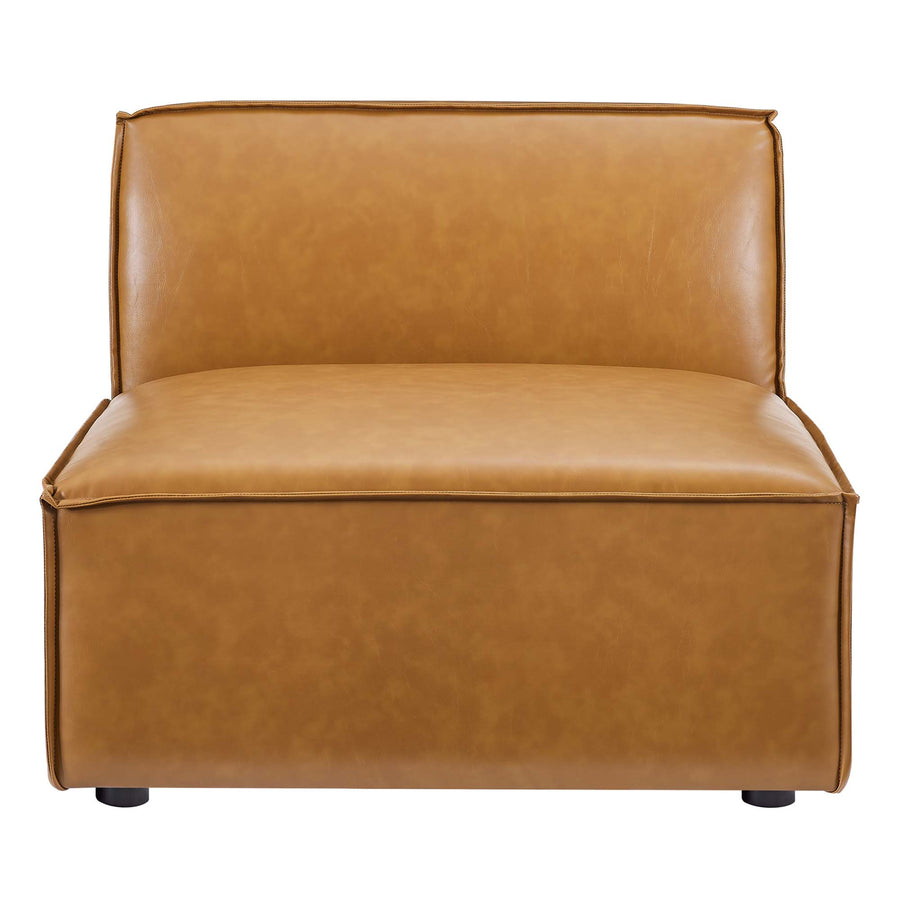 Atlas Vegan Leather Sectional Sofa Armless Chair in Tan