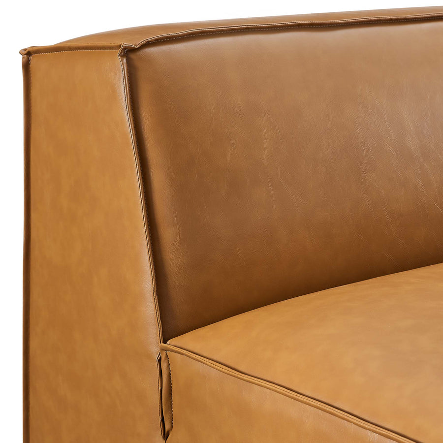 Atlas Vegan Leather Sectional Sofa Armless Chair in Tan