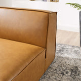 Atlas Vegan Leather Sectional Sofa Armless Chair in Tan