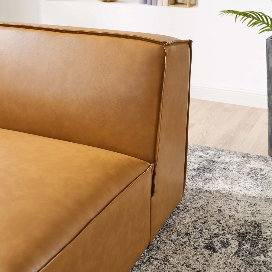 Atlas Vegan Leather Sectional Sofa Armless Chair in Tan