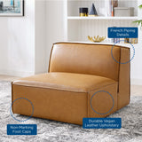 Atlas Vegan Leather Sectional Sofa Armless Chair in Tan