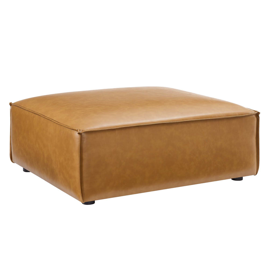 Atlas Vegan Leather Ottoman in Tan