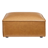 Atlas Vegan Leather Ottoman in Tan