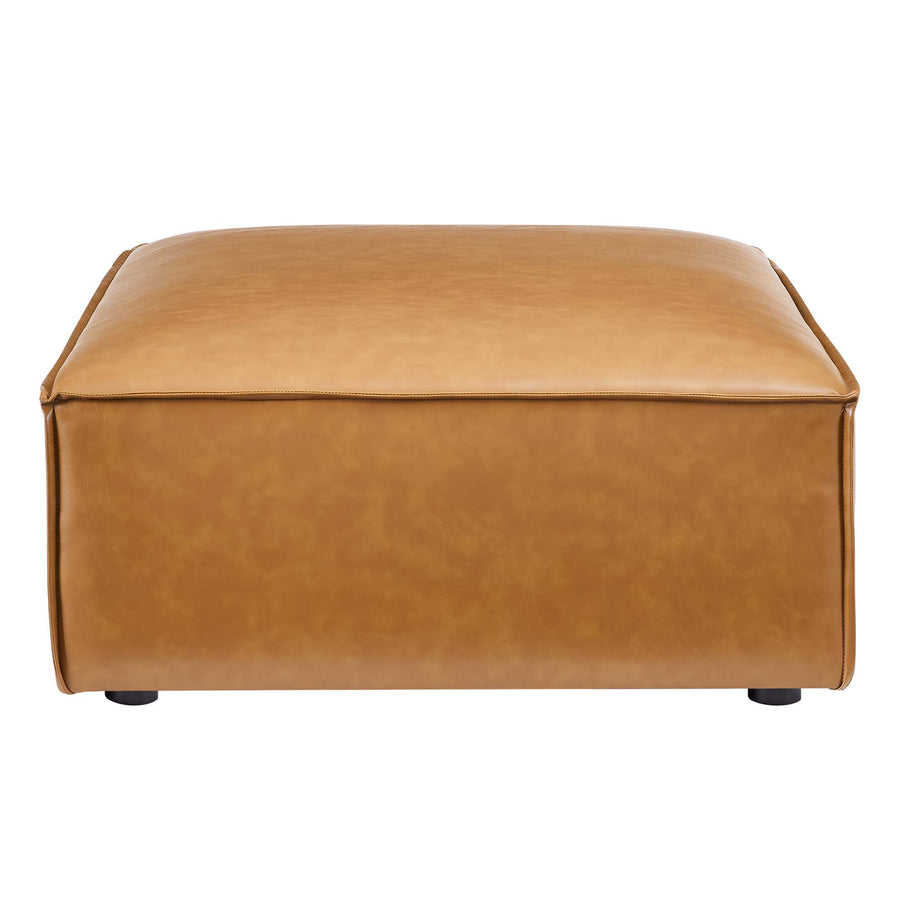 Atlas Vegan Leather Ottoman in Tan