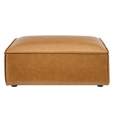 Atlas Vegan Leather Ottoman in Tan