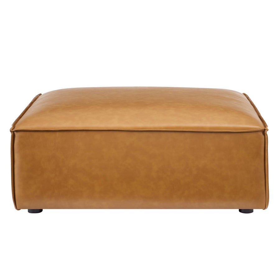 Atlas Vegan Leather Ottoman in Tan