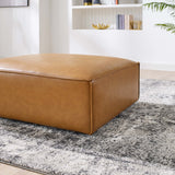Atlas Vegan Leather Ottoman in Tan