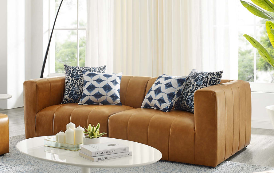 Reef 2-Piece Vegan Leather Loveseat in Tan