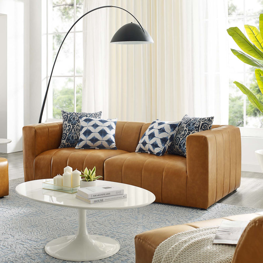 Reef 2-Piece Vegan Leather Loveseat in Tan