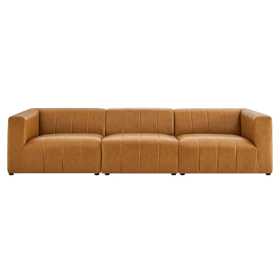 Reef 3-Piece Vegan Leather Sofa in Tan