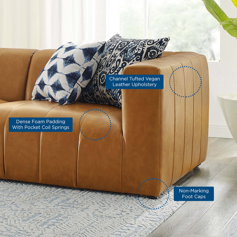 Reef 3-Piece Vegan Leather Sofa in Tan