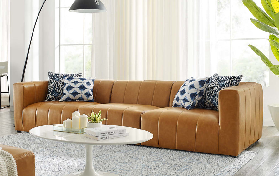 Reef 3-Piece Vegan Leather Sofa in Tan