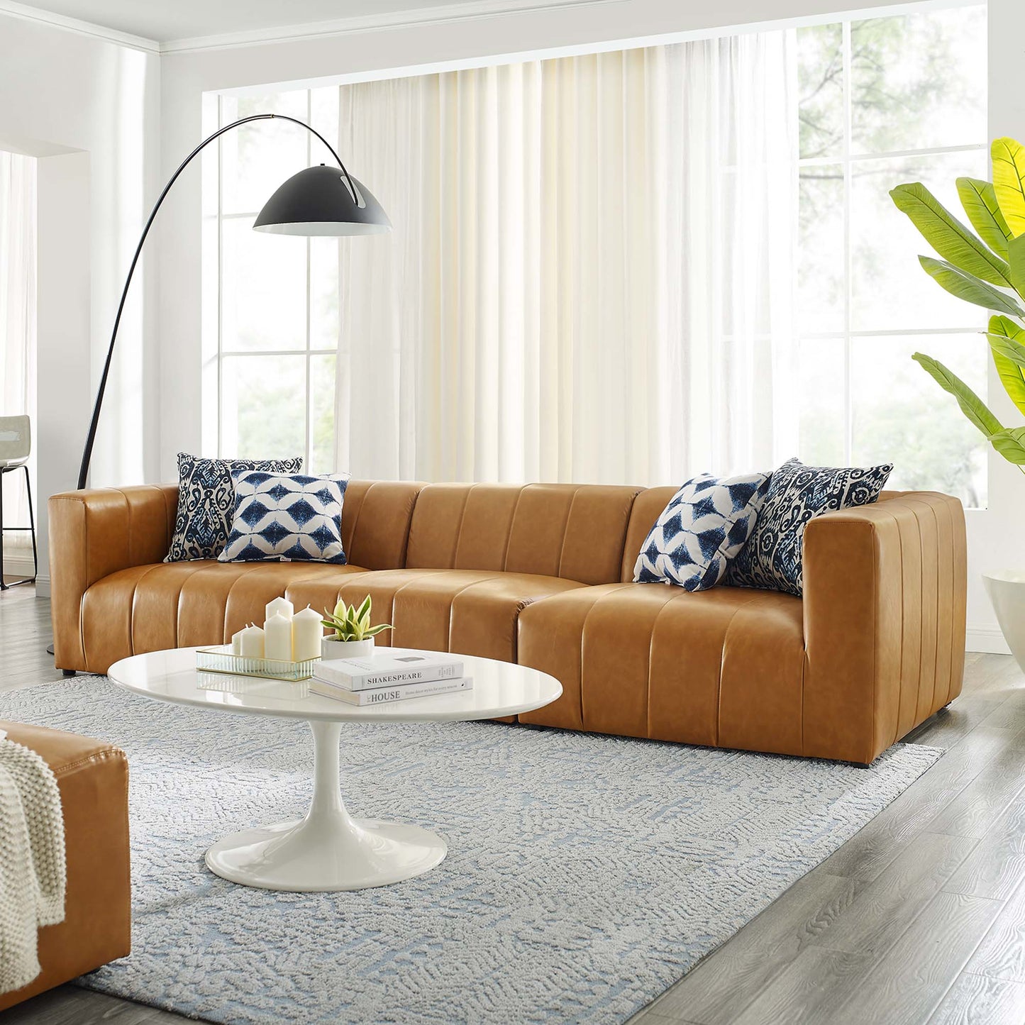 Reef 3-Piece Vegan Leather Sofa in Tan