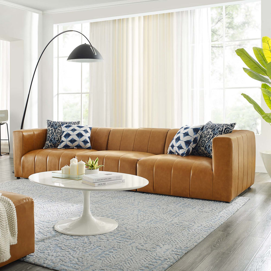 Reef 3-Piece Vegan Leather Sofa in Tan