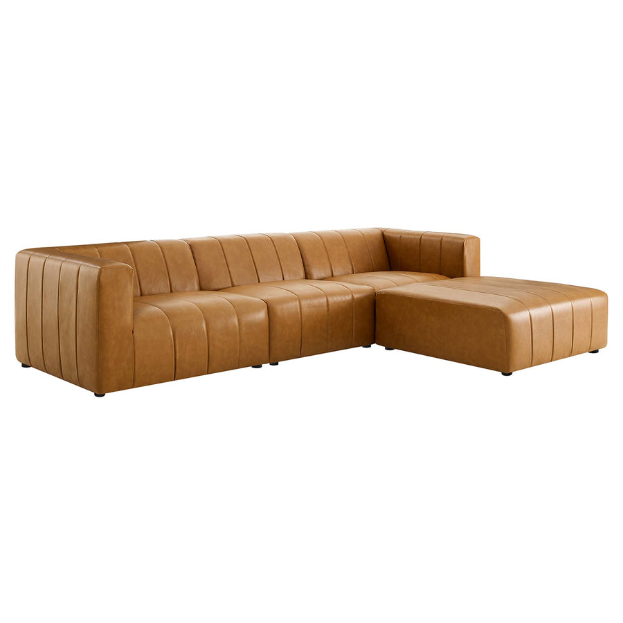 Reef 4-Piece Vegan Leather Sectional Sofa in Tan