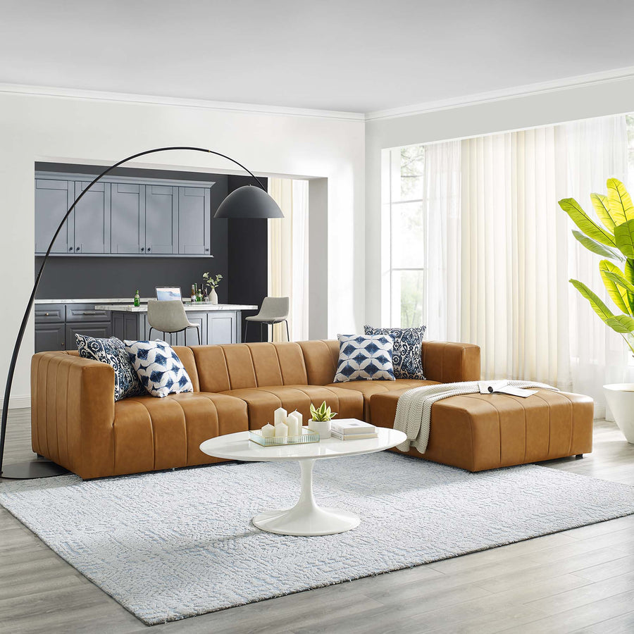 Reef 4-Piece Vegan Leather Sectional Sofa in Tan