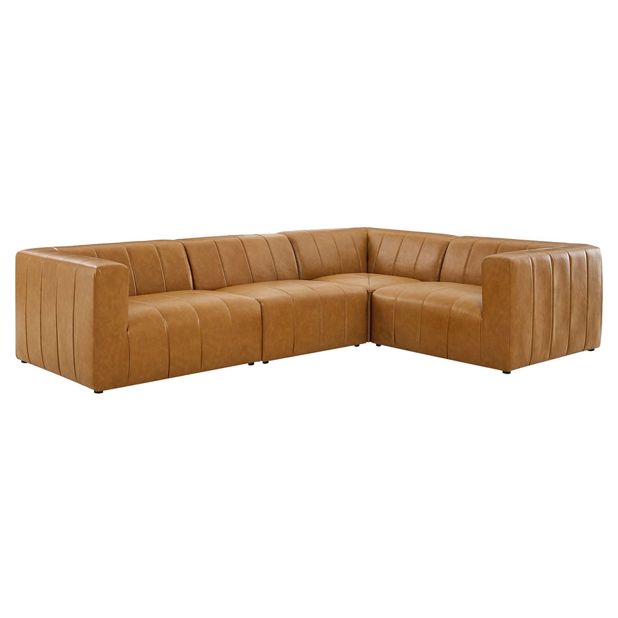Reef 4-Piece Vegan Leather Sectional Sofa in Tan