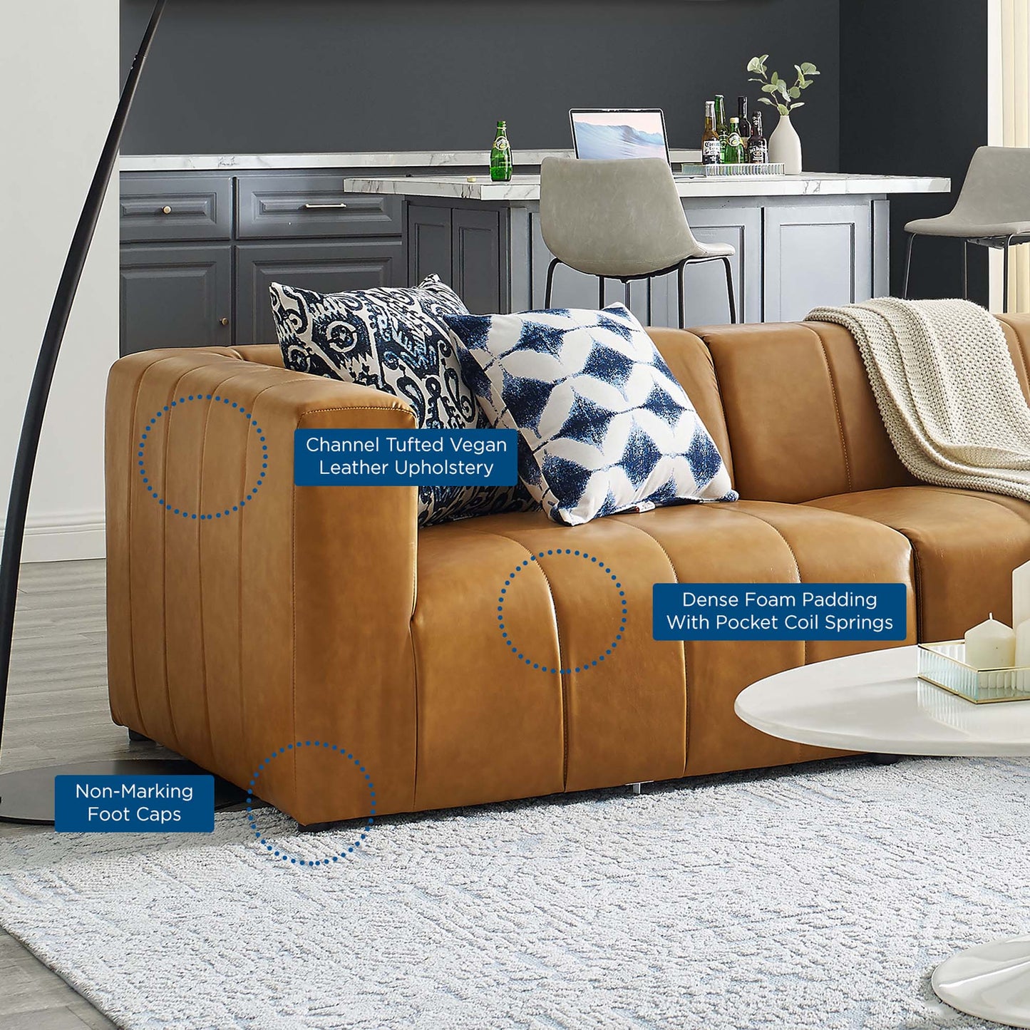 Bartlett 4-Piece Vegan Leather Sectional Sofa by Furniture for America