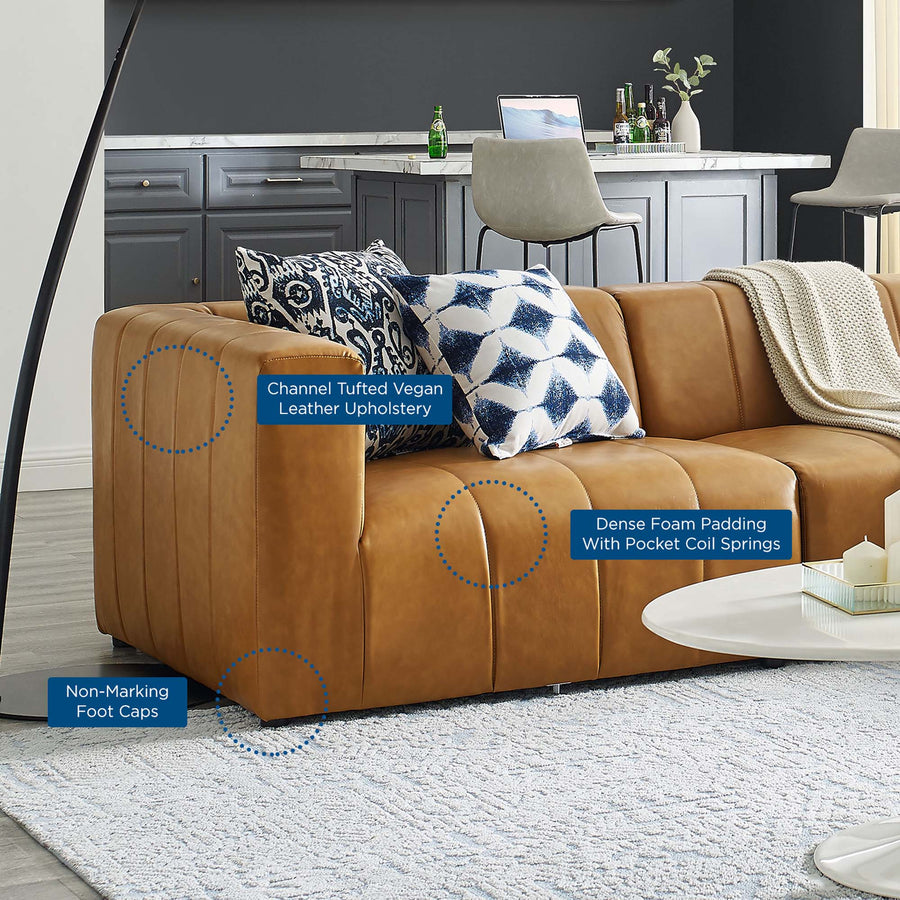 Reef 4-Piece Vegan Leather Sectional Sofa in Tan