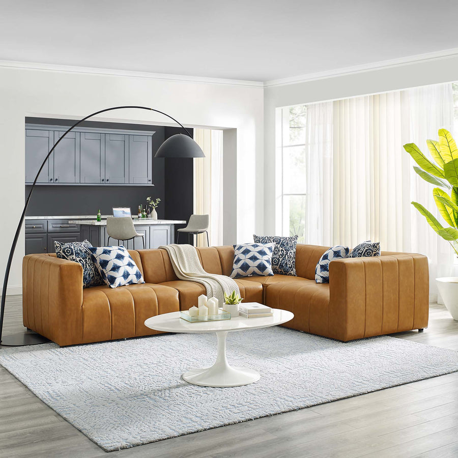 Reef 4-Piece Vegan Leather Sectional Sofa in Tan