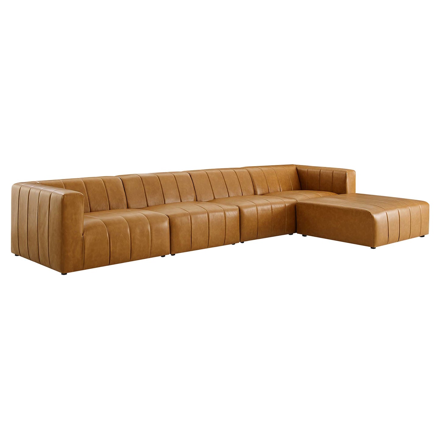 Reef 5-Piece Vegan Leather Sectional Sofa in Tan